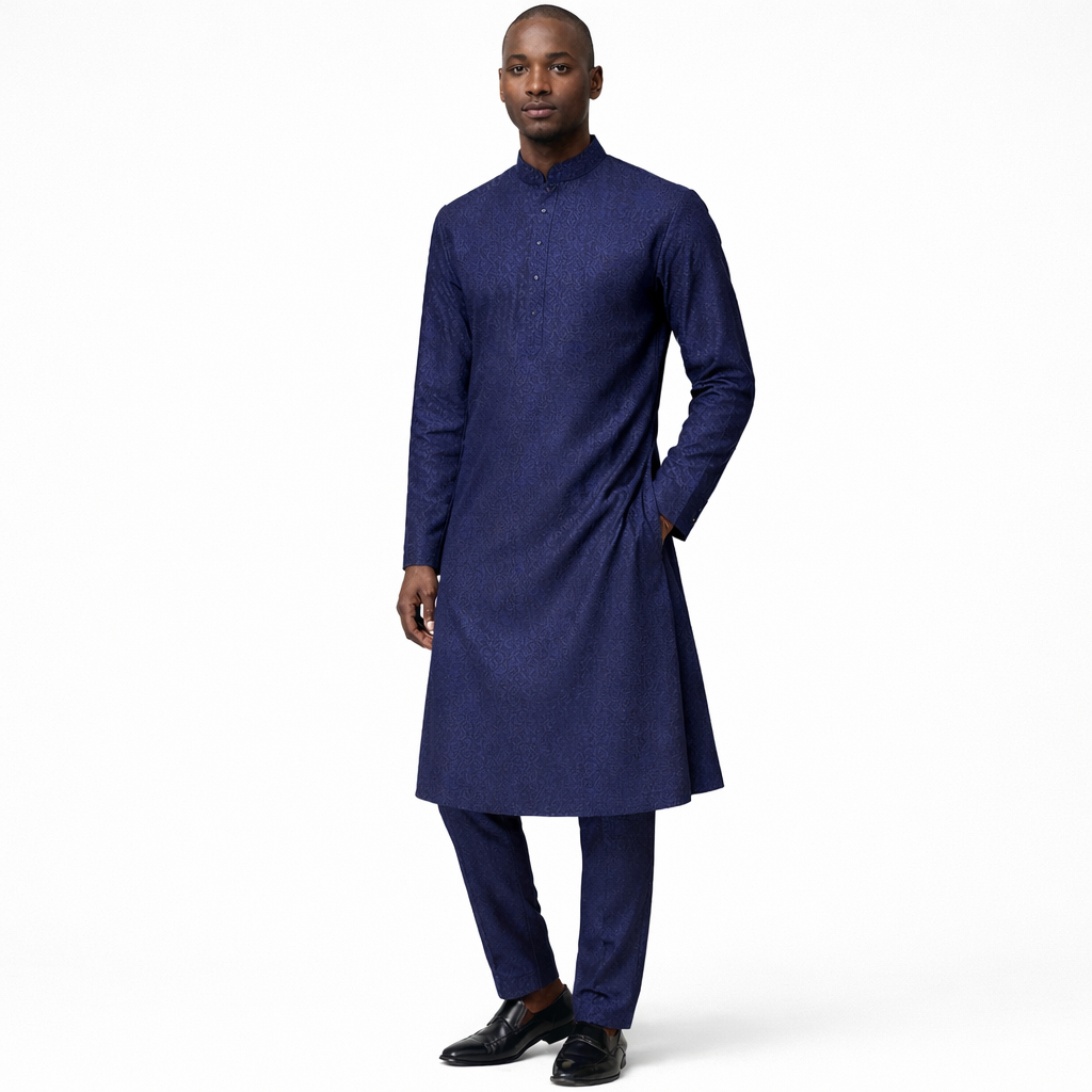 Navy Blue Brocade Senator Fabric